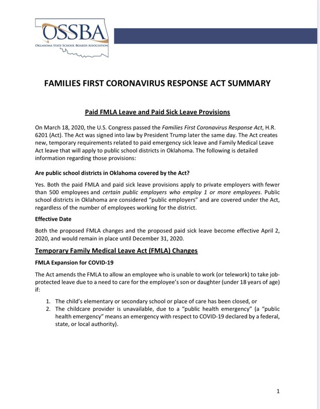 Families First Coronavirus Response Act Summary